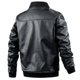 Riolio Plus Size 6XL 7XL PU Jacket Men Leather Coat Casual Motorcycle Biker Coat Solid Color Leather Jackets Male Big Size 6XL 7XL