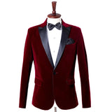 Riolio Men's Fashion Trend Velvet Groom Tuxedo Slim Fit Wedding Party Dress Business Casual Suit Jacket Banquet Single Blazers Coat