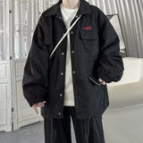 Riolio Autumn Corduroy Cargo Jacket For Men Y2K Vintage Embroidered Button Jacket New Casual Baggy Ropa Hombre Blouse Coats