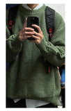 Riolio Heavy Japanese Sweater Loose Round Neck Pullover Fashionable High-end Red Sweater Men Women's Inner Base Knitted Sweater Chic