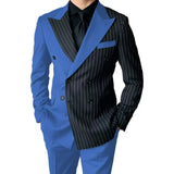 Riolio  Luxury Men's  Striped Suits Slim Fit Peak Lapel 2 Pieces Blazer and Pants Set for Wedding Prom  Evening Party
