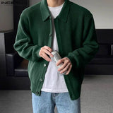Riolio Men Sweaters Solid Color Knitted Lapel Long Sleeve Button Casual Male Cardigan Streetwear Korean Outerwear INCERUN S-5XL