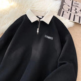 Riolio Casual  Sweatirt Men's Spring Autumn Japanese Sle Retro Color Blo Collar Loose Outerwear Heavyweight Comfortable Top
