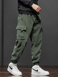 Riolio  Spring Autumn Men's Elastic Waist Casual Pants Stretch Straight Drawstring Harem Jogging Sports Trousers Fashion Male Clothing