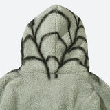 Riolio - Spider Full Zip-Up Teddy Hoodie Jacket - chill guy 90s fashion mens fashion