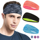 Riolio 3PCS Sweatband for Men Women Elastic Sport Hairbands Head Band Yoga Headbands Headwear Headwrap Sports Workout Hair Accessories