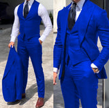 Riolio Classy Wedding  Suits Slim Fit Groom Wear Men's Tuxedo Groomsmen Suit Male Cheap Formal Business  (Jacket+Vest+Pants）