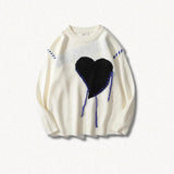 Riolio - Weirdcore Heart Embroidered Sweater - chill guy 90s fashion mens fashion