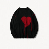 Riolio - Weirdcore Heart Embroidered Sweater - chill guy 90s fashion mens fashion