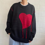 Riolio - Weirdcore Heart Embroidered Sweater - chill guy 90s fashion mens fashion