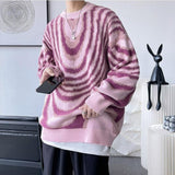 Riolio - Y2K Wavy Striped Knitted Sweater - chill guy 90s fashion mens fashion