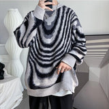 Riolio - Y2K Wavy Striped Knitted Sweater - chill guy 90s fashion mens fashion