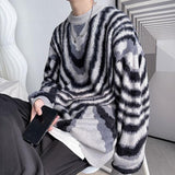 Riolio - Y2K Wavy Striped Knitted Sweater - chill guy 90s fashion mens fashion