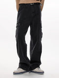 Riolio Men'S Workwear Jeans Hip-hop Street Dance Party Denim Jogging Pants Street Wide Leg Workwear Pants Straight Tube Loose Slimming Trend Retro Casual Denim Pants