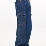 Riolio Men'S Workwear Jeans Hip-hop Street Dance Party Denim Jogging Pants Street Wide Leg Workwear Pants Straight Tube Loose Slimming Trend Retro Casual Denim Pants