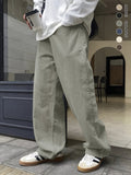 Riolio [100% Polyester Breathable Pants] Men'S Casual Corduroy Pants, Solid Color Fashionable Comfortable Breathable Waistband Straight-Leg Trousers, Streetwear Outdoor Activity Essential, 100% Polyester Non-Stretch Fabric, A