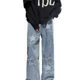 Riolio [Y2K Printed Vintage Baggy Jeans] Vintage Men's Korean Denim Pants Y2K Cltohes Streetwear Printed Patchwork Male Baggy Jeans Straight Trousers