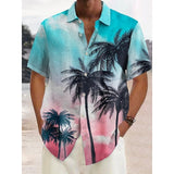 Riolio Men's Shirt Summer Hawaiian Shirt GraphicGeometry Turndown Purple Brown Green White+White Dark Blue Outdoor Street Short Sleeves Button-Down Print Clothing Apparel Sports Fashion