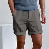 Riolio Men's Shorts Linen Shorts Summer Shorts Beach Shorts Zipper Plain Comfort Breathable Short Outdoor Daily Streetwear Stylish