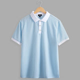 Riolio Men's Golf Shirt Knit Polo Business Casual Classic Short Sleeve Fashion Solid Color Button Knitted Summer Spring Regular Fit Light Brown White Burgundy Sky Blue Dark Grey Golf Shirt