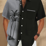 Riolio [Retro Hawaiian Shirt] Retro Hawaiian Men's Button-Up Shirt - Coconut Tree Gradient Print