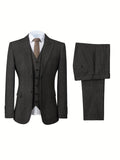 Riolio Mens Tweed Wool Herringbone Wedding Suit Prom Tuxedos 3pcs Peak Lapel Dress