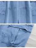 Riolio Cargo Jeans For Men Multi Pockets Elastic Waist Denim Casual Streetwear Comfort Pull On Jeans Menswear Pants Soft Denim