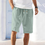 Riolio Men's Linen Shorts Summer Shorts Beach Shorts Pocket Drawstring Elastic Waist Plain Comfort Breathable Short Holiday Vacation Beach Hawaiian Boho Black Green