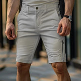 Riolio Men's Shorts Chino Shorts Bermuda shorts Work Shorts Zipper Pocket Plain Comfort Soft Knee Length Outdoor Casual Daily Fashion Streetwear Black White Micro-elastic