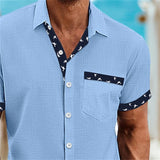 Riolio Men's Shirt Linen Shirt Summer Shirt Beach Shirt White Blue Green Short Sleeve Plain Collar Summer Spring Casual Daily Clothing Apparel