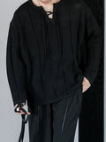 Riolio Men'S Casual Knit Pullover with Intricate Geometric Patterns - Solid Color, Loose Fit, Long Sleeve, Round Neck, Transparent Hollow Design, Perfect for Spring & Summer