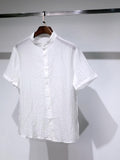 Riolio 1pc Men'S Summer Solid Color Semi-Transparent Short Sleeve Casual Stand Collar Shirt, Fashionable Versatile Lyocell 83% Nylon 17% Woven Fabric, Regular Fit for Beach Vacation Pool Party
