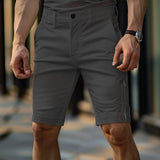 Riolio Men's Shorts Chino Shorts Bermuda shorts Work Shorts Zipper Pocket Plain Comfort Soft Knee Length Outdoor Casual Daily Fashion Streetwear Black White Micro-elastic