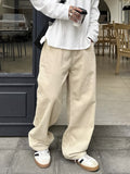 Riolio [100% Polyester Breathable Pants] Men'S Casual Corduroy Pants, Solid Color Fashionable Comfortable Breathable Waistband Straight-Leg Trousers, Streetwear Outdoor Activity Essential, 100% Polyester Non-Stretch Fabric, A