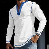 Men's T shirt Tee Henley Shirt Waffle Knit Tee Tee Top Long Sleeve Shirt Color Block Henley Street Vacation Long Sleeve Patchwork Clothing Apparel Fashion Designer Basic