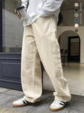 Riolio [100% Polyester Breathable Pants] Men'S Casual Corduroy Pants, Solid Color Fashionable Comfortable Breathable Waistband Straight-Leg Trousers, Streetwear Outdoor Activity Essential, 100% Polyester Non-Stretch Fabric, A