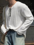Riolio Men's Casual Long Sleeve Knit T-Shirt with 3D Spiral Texture - Soft Polyester, Loose Fit, Round Neck, Machine Washable - Perfect for Casual Attire