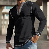 Men's T shirt Tee Henley Shirt Waffle Knit Tee Tee Top Long Sleeve Shirt Color Block Henley Street Vacation Long Sleeve Patchwork Clothing Apparel Fashion Designer Basic