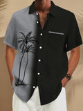 Riolio [Retro Hawaiian Shirt] Retro Hawaiian Men's Button-Up Shirt - Coconut Tree Gradient Print