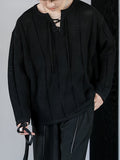 Riolio Men'S Casual Knit Pullover with Intricate Geometric Patterns - Solid Color, Loose Fit, Long Sleeve, Round Neck, Transparent Hollow Design, Perfect for Spring & Summer