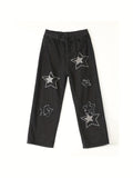 Riolio [Y2K Printed Vintage Baggy Jeans] Vintage Men's Korean Denim Pants Y2K Cltohes Streetwear Printed Patchwork Male Baggy Jeans Straight Trousers
