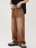 Riolio [Multi Pocket Loose Denim Pants] Men's white multi pocket loose straight leg denim workwear pants, new product, American solid color trendy casual pants