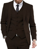 Riolio Mens Tweed Wool Herringbone Wedding Suit Prom Tuxedos 3pcs Peak Lapel Dress