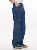 Riolio Men'S Workwear Jeans Hip-hop Street Dance Party Denim Jogging Pants Street Wide Leg Workwear Pants Straight Tube Loose Slimming Trend Retro Casual Denim Pants