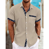 Riolio Men's Shirt Linen Shirt Summer Shirt Beach Shirt White Blue Green Short Sleeve Plain Collar Summer Spring Casual Daily Clothing Apparel