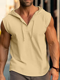 Riolio Men's Tank Top Vest Top Undershirt Sleeveless Shirt Plain Hooded Outdoor Going out Sleeveless Clothing Apparel Fashion Designer Muscle