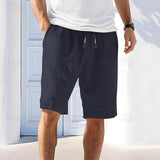 Riolio Men's Linen Shorts Summer Shorts Beach Shorts Pocket Drawstring Elastic Waist Plain Comfort Breathable Short Holiday Vacation Beach Hawaiian Boho Black Green