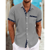 Riolio Men's Shirt Linen Shirt Summer Shirt Beach Shirt White Blue Green Short Sleeve Plain Collar Summer Spring Casual Daily Clothing Apparel