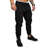 Riolio Men's Cargo Pants Cargo Trousers Joggers Trousers Drawstring Elastic Waist Plain Breathable Full Length 100% Cotton Streetwear Casual Loose Fit Black White Micro-elastic