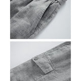 Riolio 100% Linen Men's Shorts Linen Shorts Summer Shorts Pocket Drawstring Elastic Waist Plain Breathable Comfortable Short Daily Vacation Going out Classic Casual Black Navy Blue